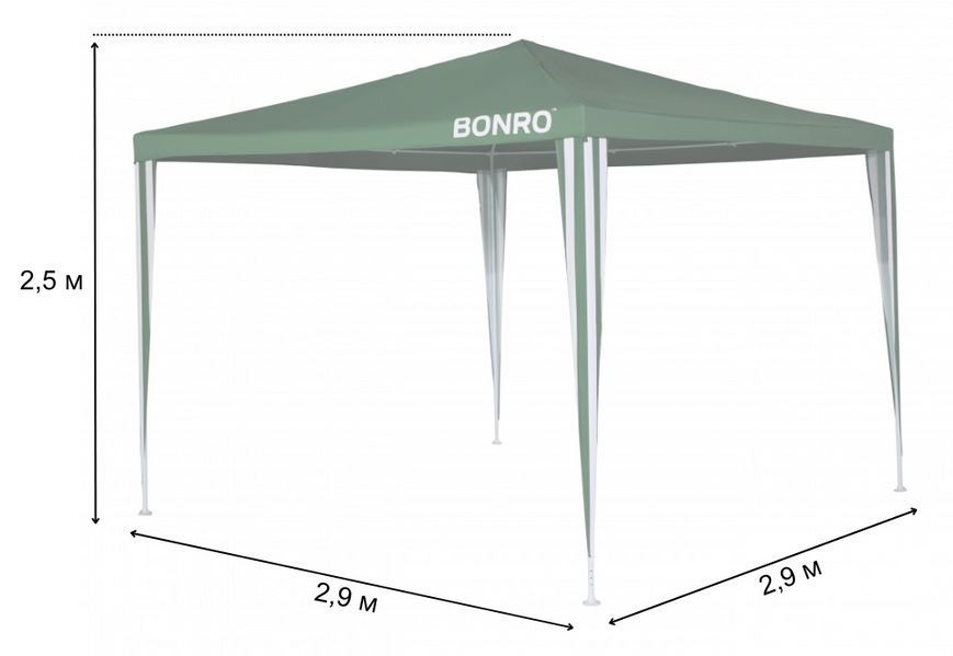 Беседка палатка Bonro B-9001 3х3 м без стенок зеленая (42400980) 3055645938 фото