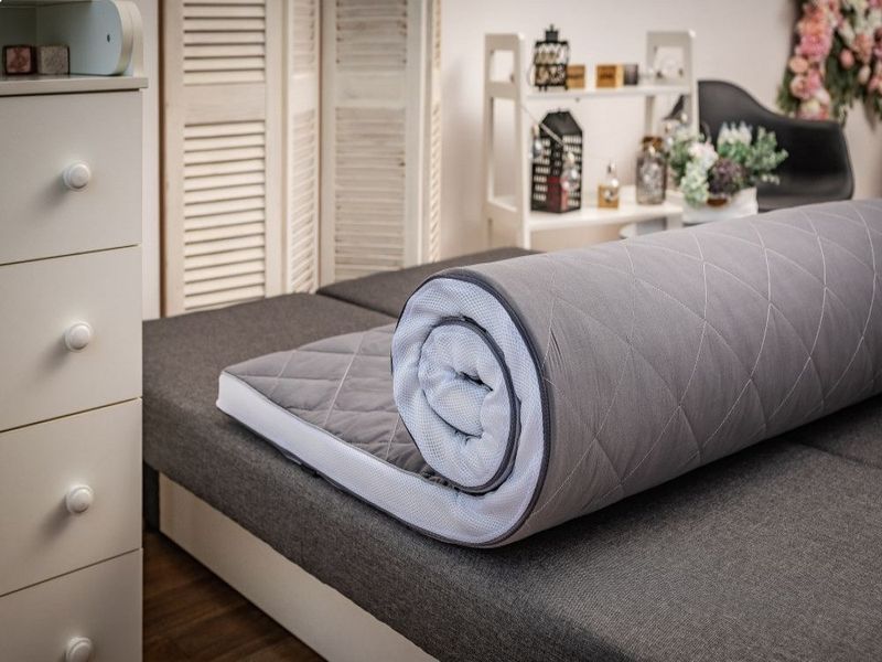 Тонкий матрас-топпер Family Sleep Gray White Rain 90х200 см 1755213593 фото