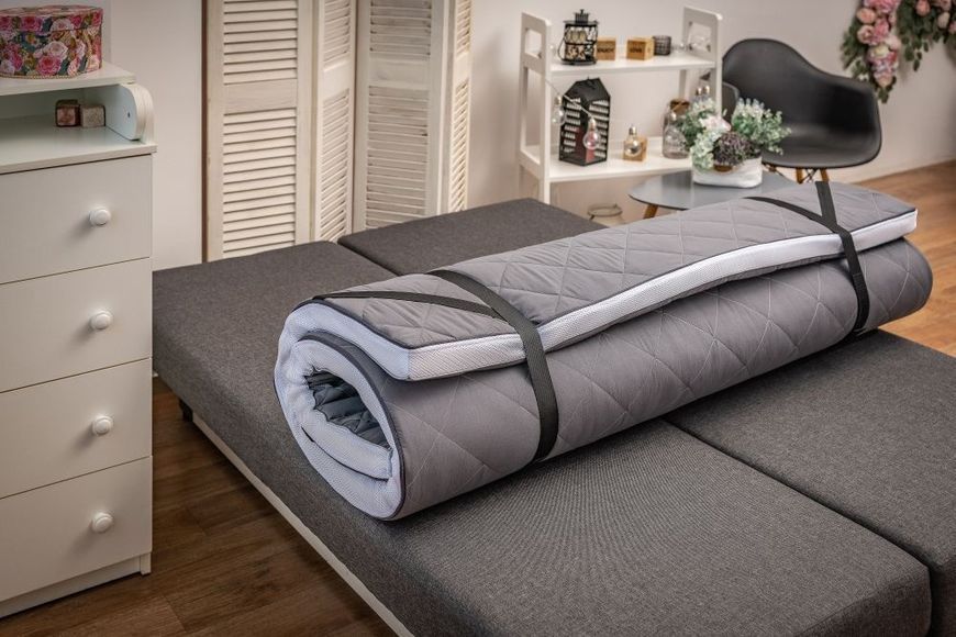 Тонкий матрас-топпер Family Sleep Gray White Rain 90х200 см 1755213593 фото