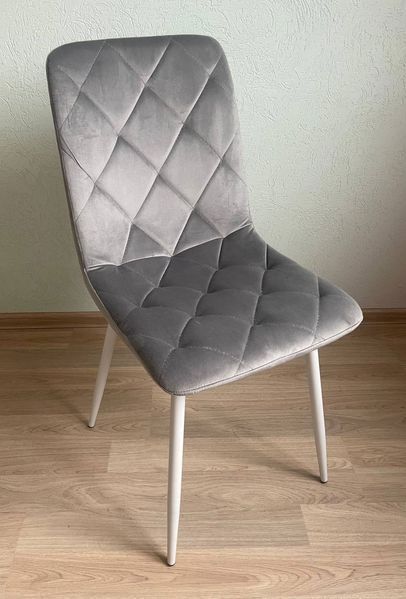 Стул Vetro Mebel N-41 светло-серый + белый (N-41-light-grey-velur/ white) 1805214737 фото