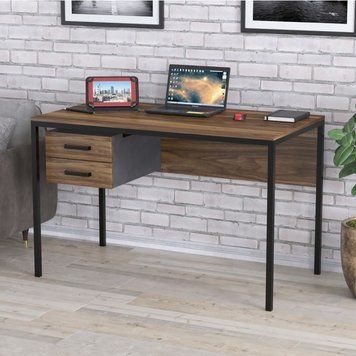 Стіл Loft Design L-2p з двома підвісними ящиками Горіх Модена 2076616477 фото