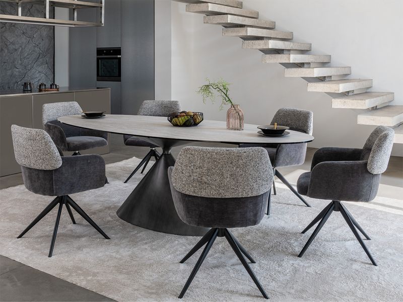 Стілець Vetro Mebel R-165 поворотний Попелястий ніжки чорні (R-165-ash-chenille/black) 2564255383 фото