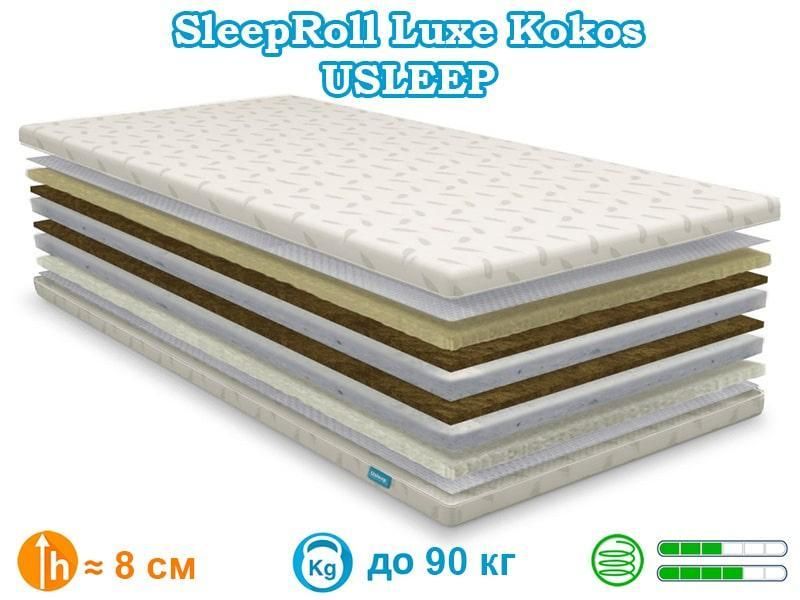 Тонкий матрац-топер Usleep Sleep Roll Luxe Kokos 1146164664 фото