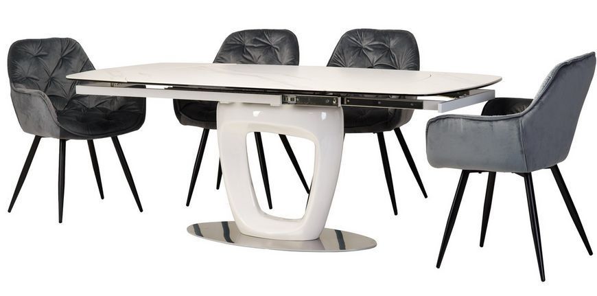 Стіл Vetro Mebel TML-825 білий мармур + білий (TML-825-white-marble) 1454026038 фото