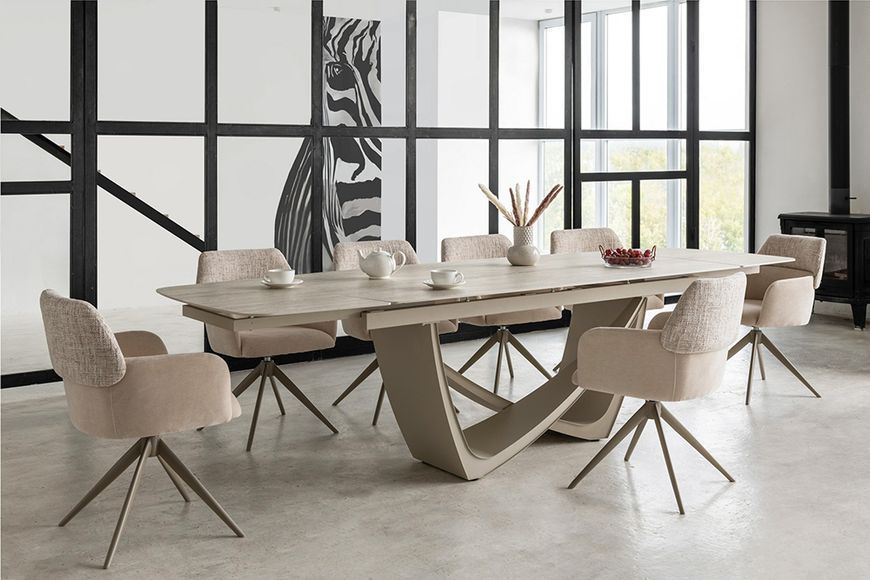 Стілець Vetro Mebel R-165 поворотний Тофу ніжки капучіно (R-165-tofu-chenille/cappu) 2564587678 фото