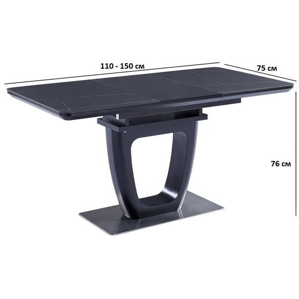 Стол Vetro Mebel ТМL-860-1 черный оникс+черный (TML-860-1-black-onix/ black) 1682639454 фото