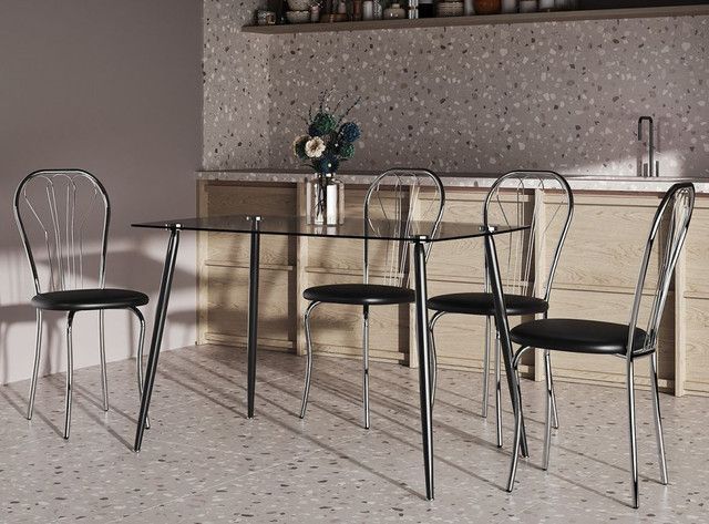 Стілець AMF Ванесса хром PVC шкірзам Чорний (050197) 2167537680 фото