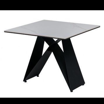 Кофейный стол Vetro Mebel Бруно 60х60 см Белый мрамор + Черный (Bruno-white-marble-lamp-table) 2587101633 фото