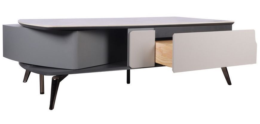Стіл журнальний Vetro Mebel Бергамо калакатта мармур + чорний (Bergamo-calacatta-marble-coffee-table) 1500440595 фото