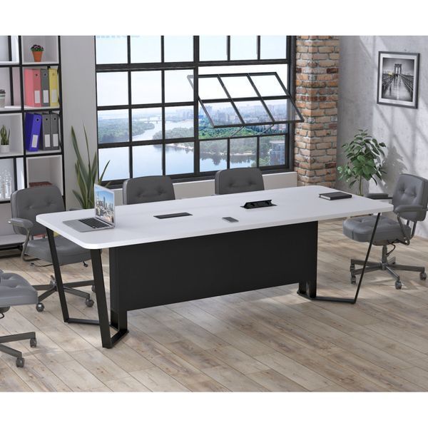 Стіл Loft design V-240 з розетками ДСП Білий 2134400385 фото